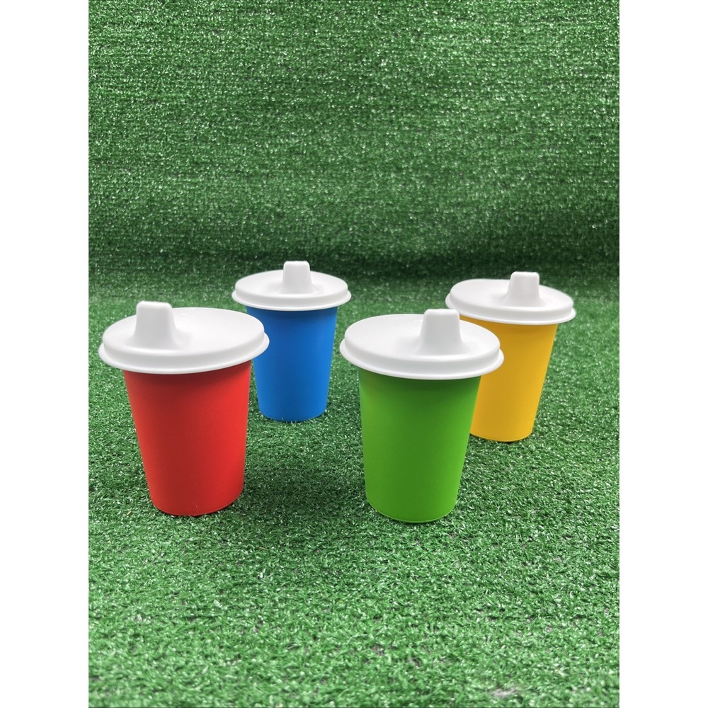 Tupperware Bell Tumblers with Domed Lid Sippy Cups Primary Colors New